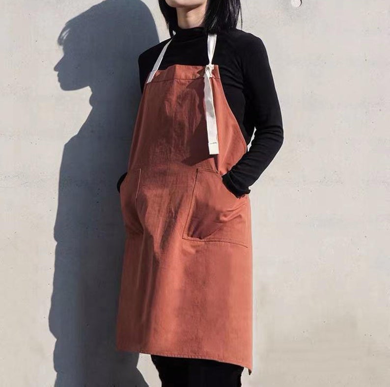 Dark Orange Removable Strap Waterproof Apron