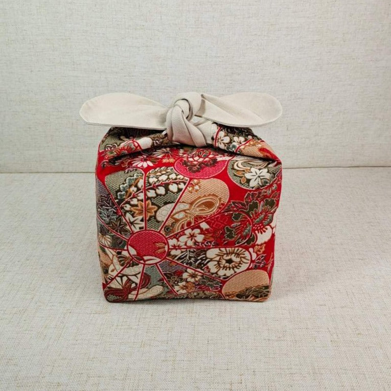 Red Oriental Cotton Bento Lunch Bag