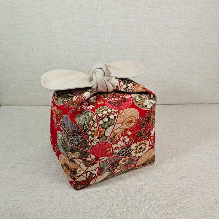 Red Oriental Cotton Bento Lunch Bag