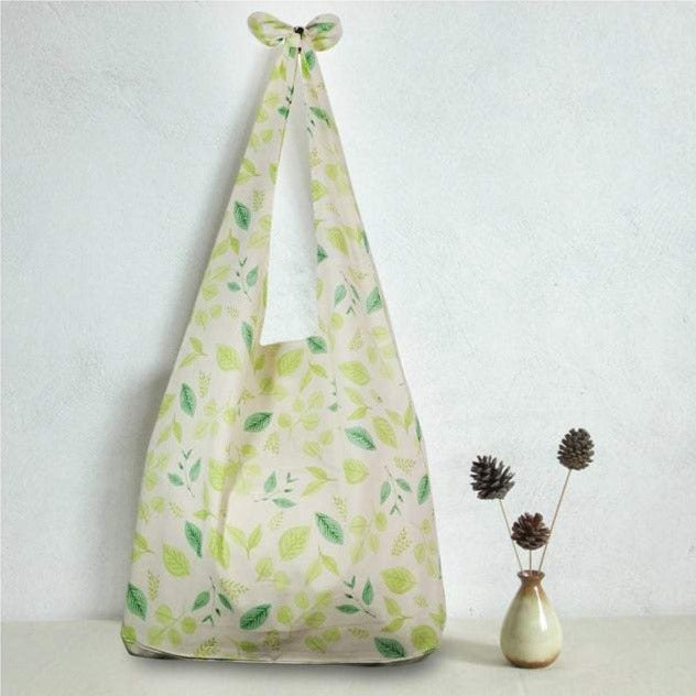 Spring Green Leaf Adjustable Linen Tote Bag