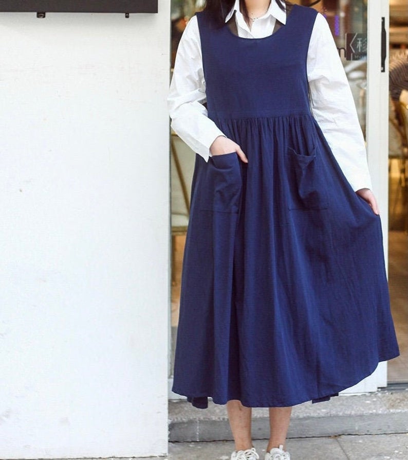 Navy Blue Oversized Full Body Apron