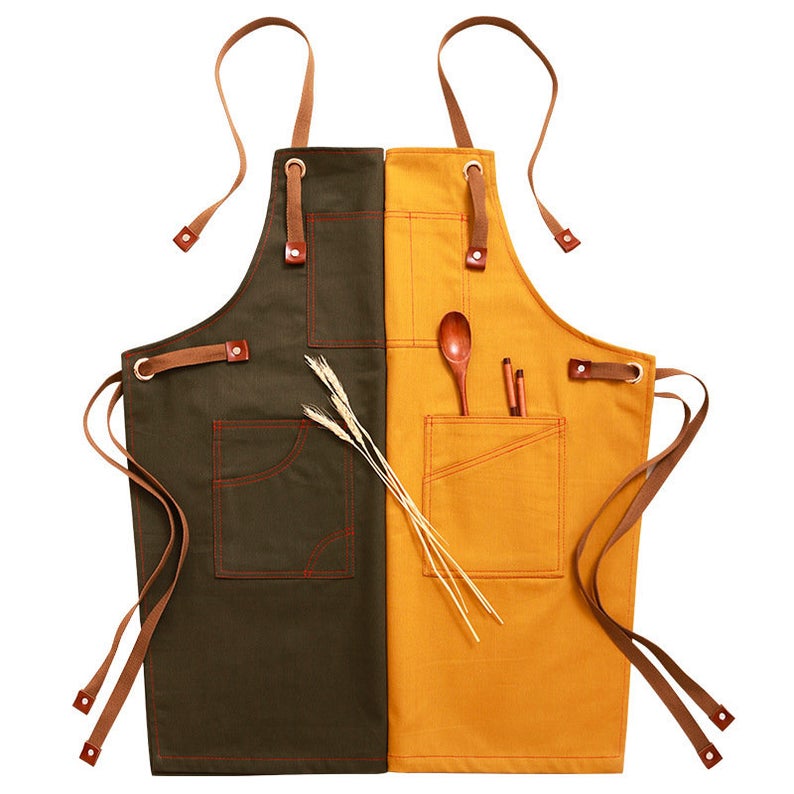 Yellow and Green Denim Apron