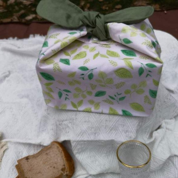 Spring Green Leaves Cotton Bento Lunch Bag