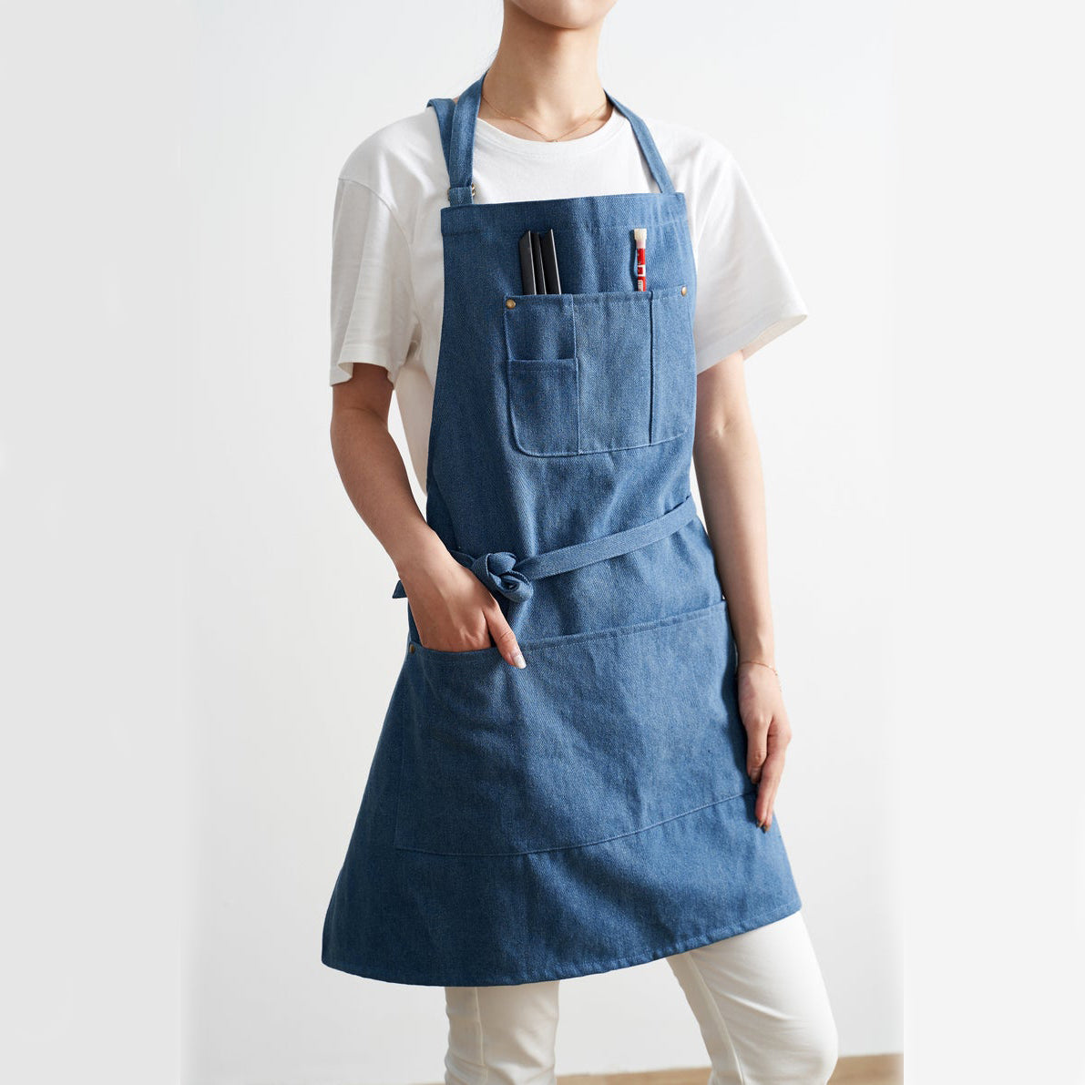 Dark Blue No Distress Denim Apron