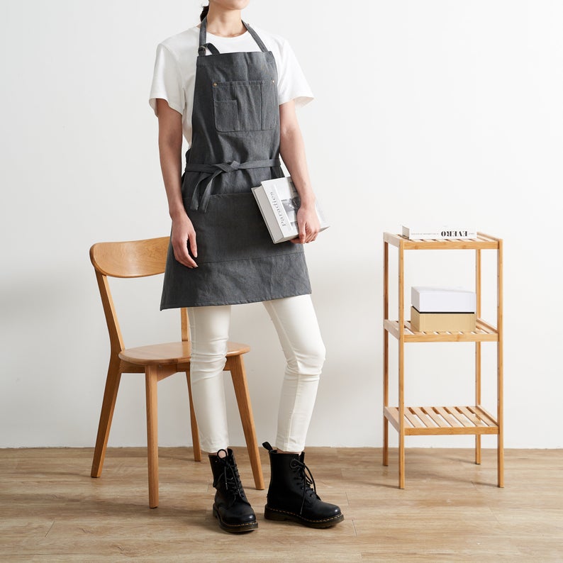 Dark Gray No Distress Denim Apron