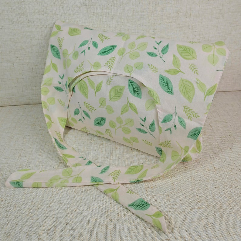 Spring Green Leaf Adjustable Linen Tote Bag