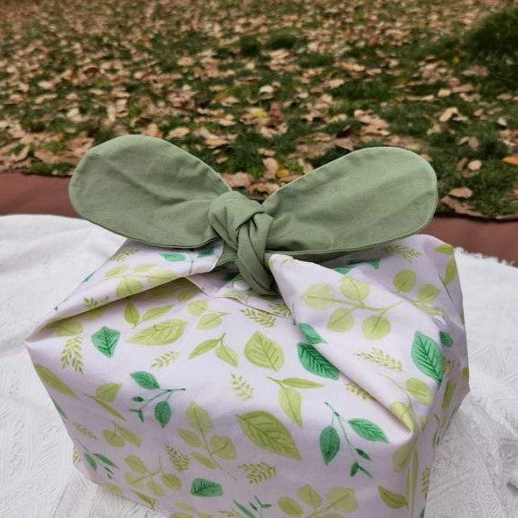 Spring Green Leaves Cotton Bento Lunch Bag