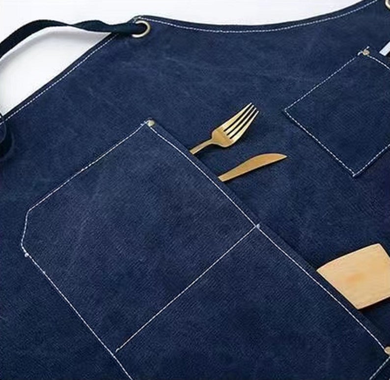 Canvas Denim Apron - Coffee / Dark Blue / Pink / Black