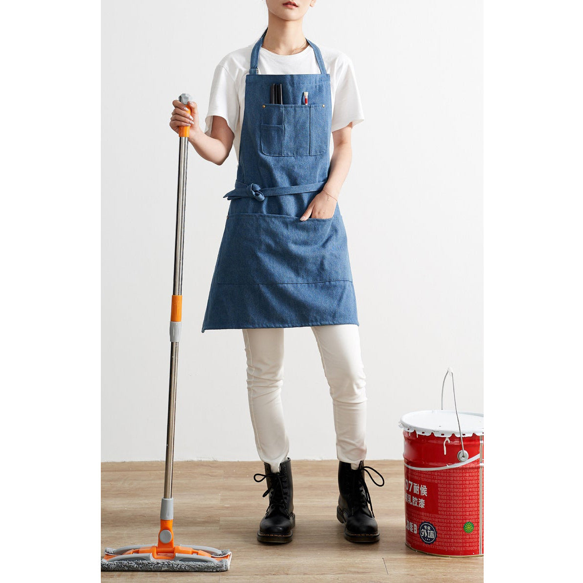 Dark Blue No Distress Denim Apron