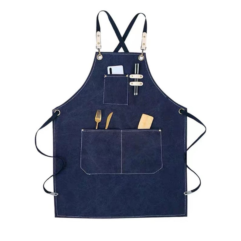 Canvas Denim Apron - Coffee / Dark Blue / Pink / Black