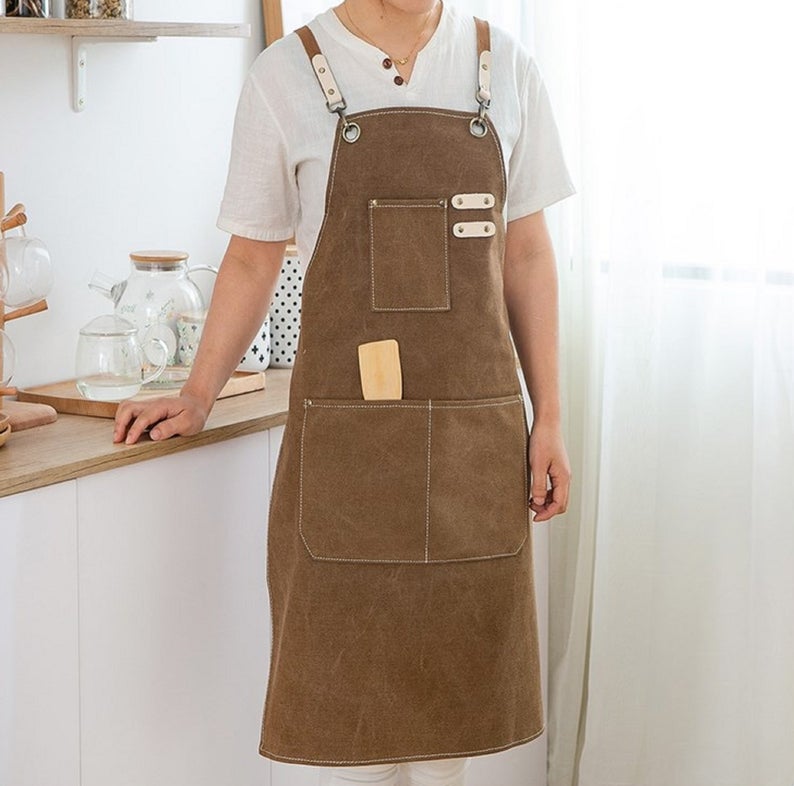 Canvas Denim Apron - Coffee / Dark Blue / Pink / Black