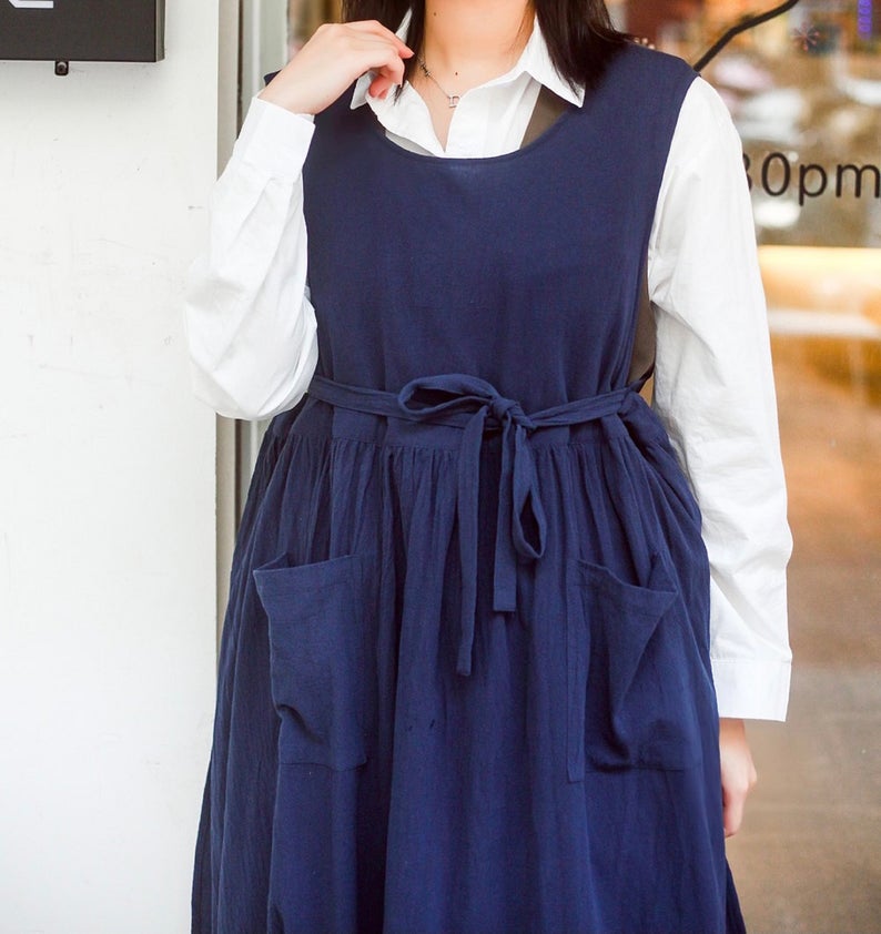 Navy Blue Oversized Full Body Apron