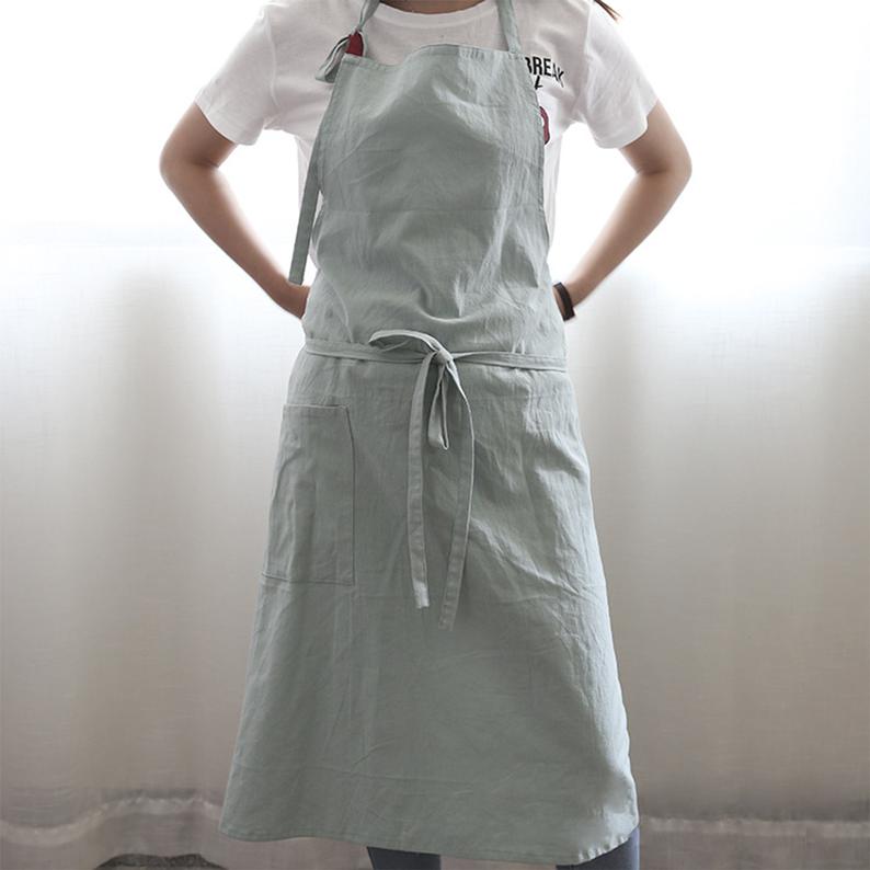 Light Green Cotton Slub Smock Apron