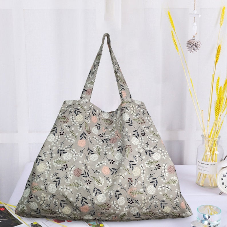 Grey Dandelion Oversized Bag 100% Cotton