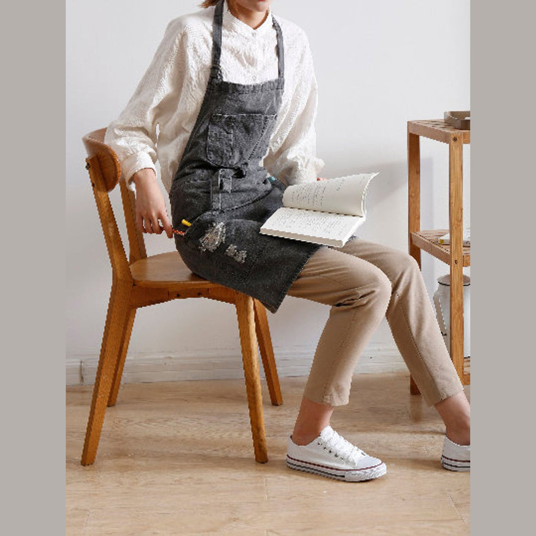 Dark Gray Distress Apron