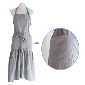 Adult apron with front roomy pockets, cotton and linen, cross and tie back style apron, apron dress，blue，pink，grey Christmas gift