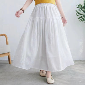 Blue lake  Cotton Linen Skirts,A-line skirt,pleated flared skirt,Customized Plus Size Skirt  Gift for Her，Gift for Mom  travel skirt