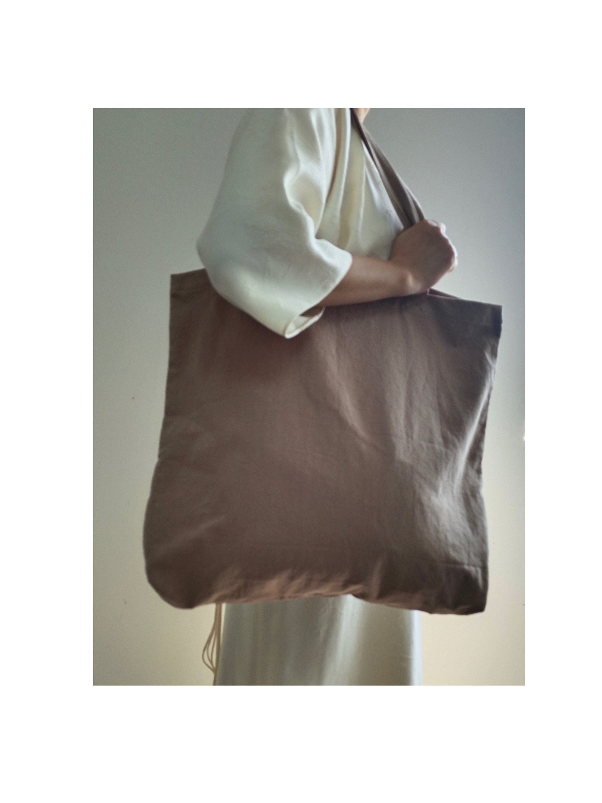 Light brown tote bag, cotton linen tote bag, market bag, linen bag, shopping shoulder bag， travel bag，beach bag，Literary and elegant