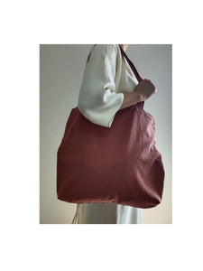 Brown red  tote bag, cotton linen tote bag, market bag, linen bag, shopping shoulder bag， travel bag，beach bag，Literary and elegant