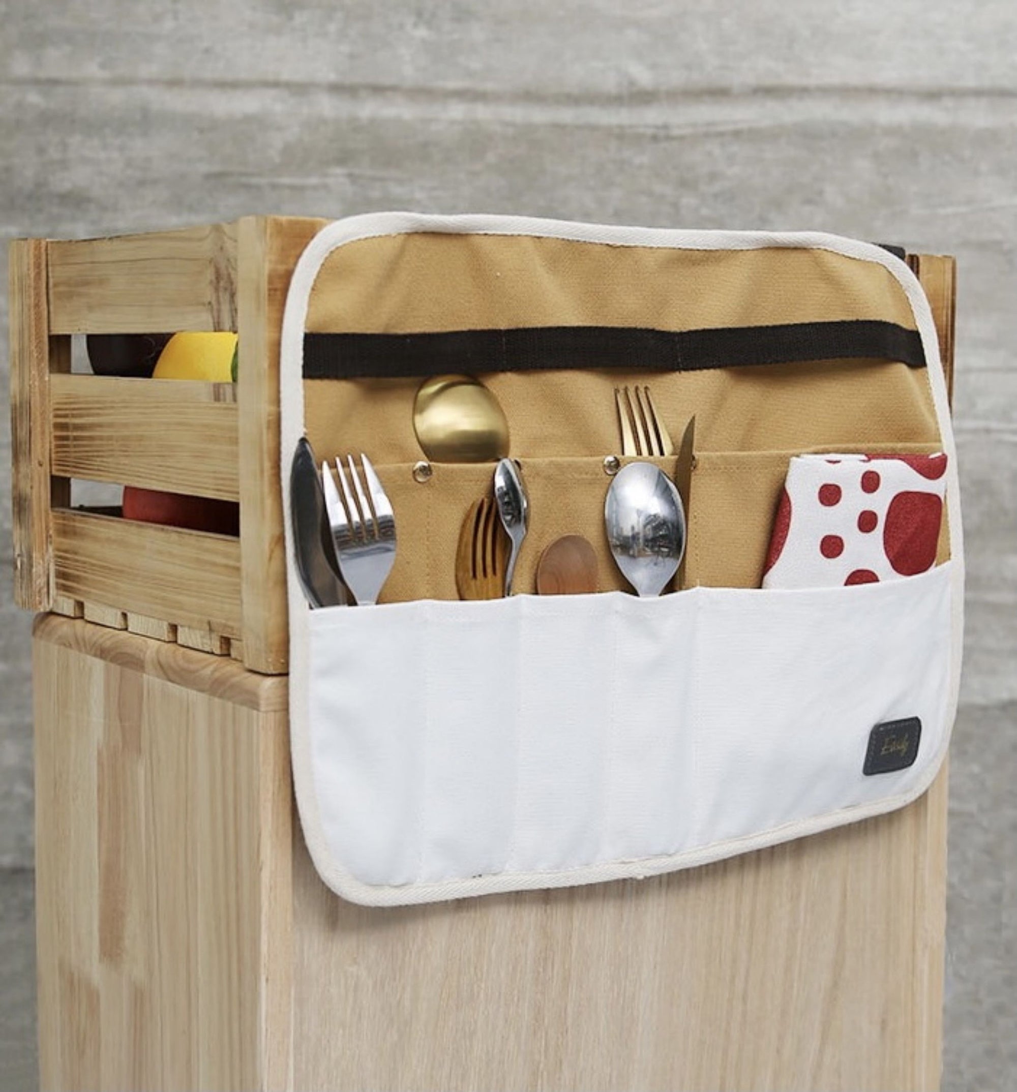 Cutlery Roll travel utensil case for lunch box and picnic Canvas roll kitchen storage hanging